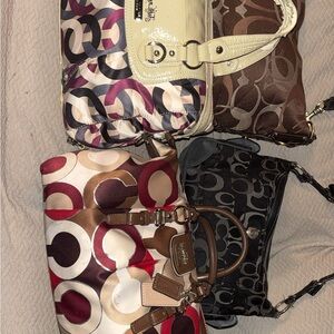 Coach Women's Brown and Cream Signature Shoulder Bags